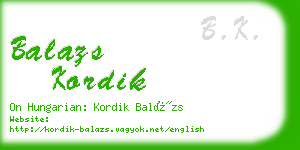 balazs kordik business card